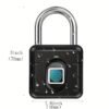 Fingerprint Smart Padlock Lock, Biometric Metal Keyless Thumbprint Lock, Waterproof, USB Rechargeable, For Gym Locker, School Locker, Luggage, Backpack, Suitcase - P04