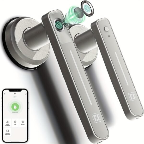 GeekTale Fingerprint Door Lock, Smart Door Lock With App, Smart Door Handle Fingerprint Door Knob Door Levers For Bedroom,