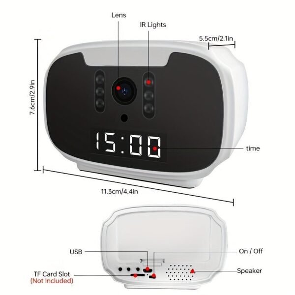 2MP Wifi Security Camera, For Indoor And Home Security, Clock Camera, Temp Showing, 2 Way Audio, Motion Detection, 1080P Night Vision, App Online Viewing, Without SD Card