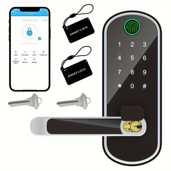 e4a66965909b0c8793dc83002dc48f6d.jpg Smart 5 In 1 Door Lock With Handle Biometric Technology Storage Memory Function