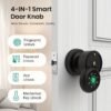 GHome Smart Fingerprint Door Lock with Keypad Door Knob, Biometric Door Smart Lock & App Control, Suitable for wooden or steel doors from 3.5-5.5 cm/ 1.38-2.17 inch, Interior Door Knob with Key Great for Bedroom, Apartments, Offices and Hotels