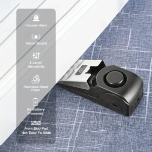 120dB Intruder Alert: Door Stop Alarm - The Ultimate Security Wedge For Home, Traveling & Hotel