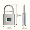 Mini Smart Fingerprint Padlock, Waterproof Security Door Lock, Antitheft Keyless USB Rechargeable Lock For Suitcase Luggage