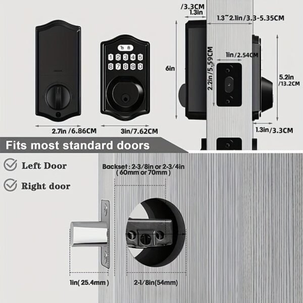 Smart Keyless Entry Door Lock With Electronic Keypad Deadbolt & Lever - Easy Installation & Auto Lock Feature For Front Door Security (Battery Not Included)