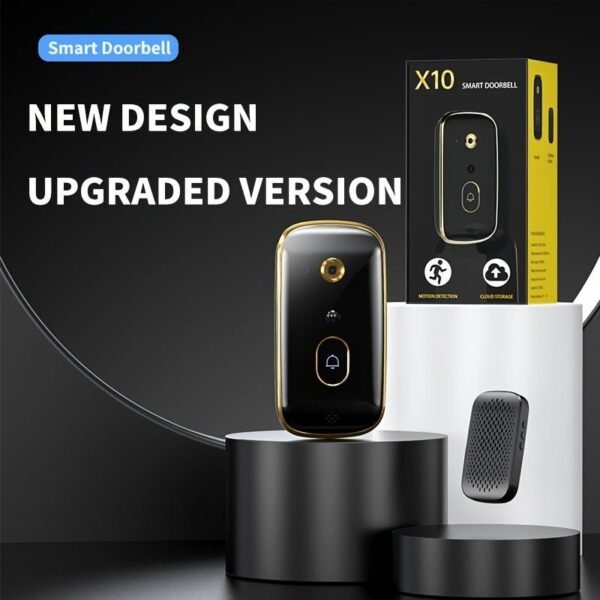 1pc Smart Visual Doorbell X10, Intelligent Visualization WIFI Multifunctional Night Vision Doorbell, 480P Camera Pixel APP Support Video Voice Change Call Function Cloud Storage, PIR Motion Detection Real-time Monitoring, 3600 mah Large Capacity Battery
