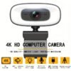 4K HD Computer Webcam, Plug And Play, No Driver Required USB Interface Webcam, Built-in Microphone, Webcast Fill Light, Voice Call Conference Camera, Work Camera, Laptop External Webcam