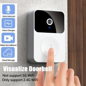 1pc Doorbell Camera Wireless, Intelligent Visual Doorbell Home Intercom HD Night Vision WiFi Rechargeable Security Door Doorbell, 2-Way Calls, Photo, Recording, APP Control, Voice Change Function, Cloud Storage (White) Build-in Battery.